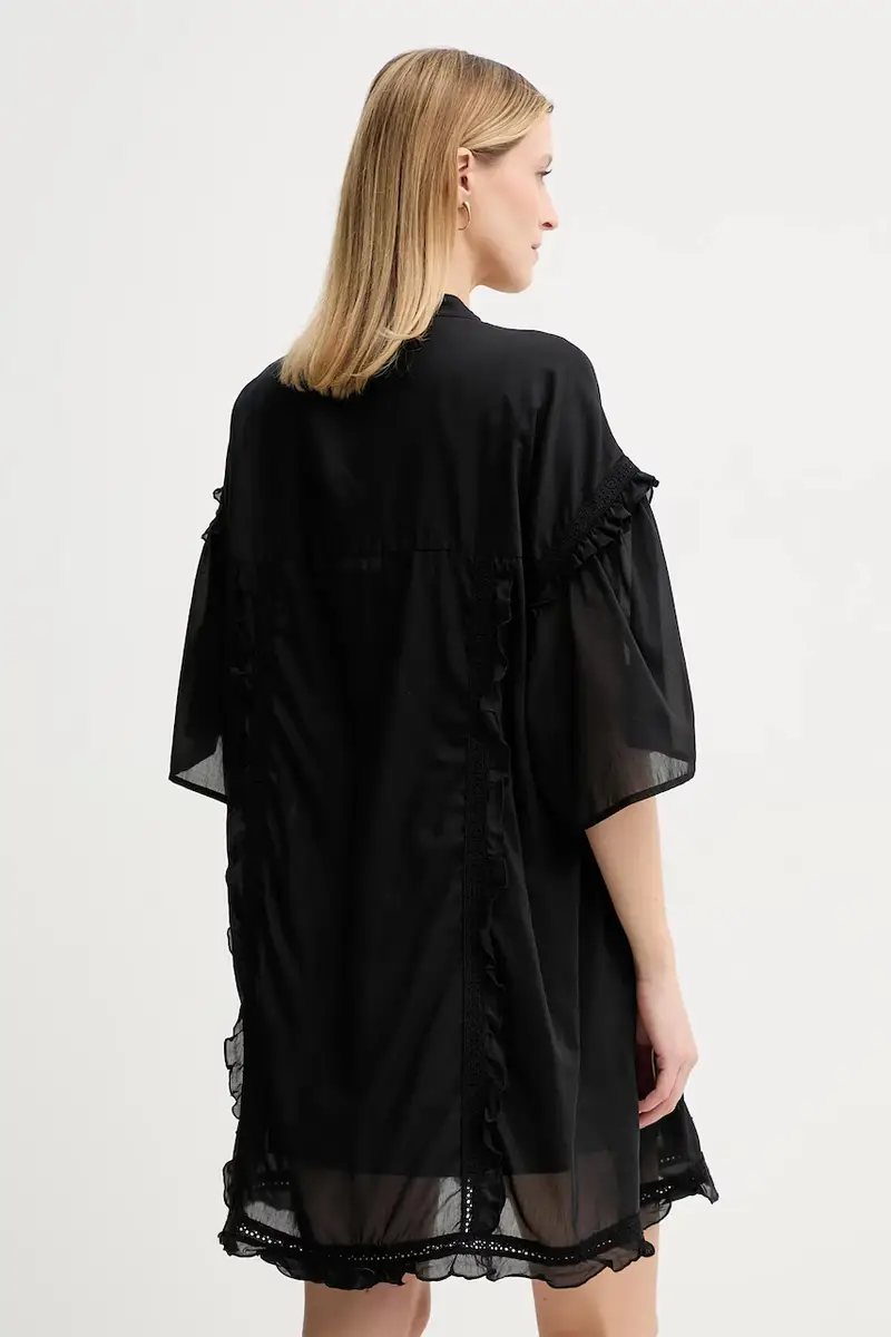 vestito con aggiunta di seta colore nero IS25SS-A078-T018 miniatura 3