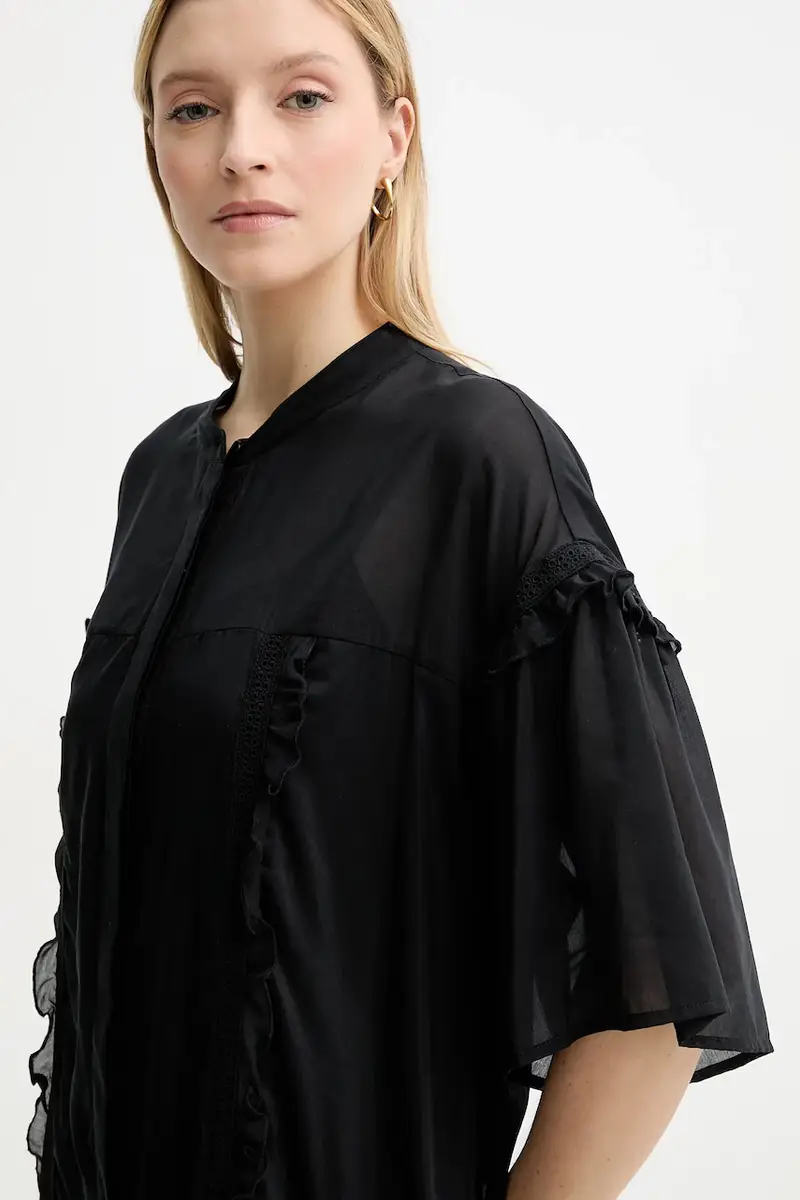 vestito con aggiunta di seta colore nero IS25SS-A078-T018 miniatura 4