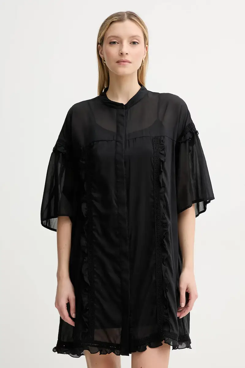 vestito con aggiunta di seta colore nero IS25SS-A078-T018