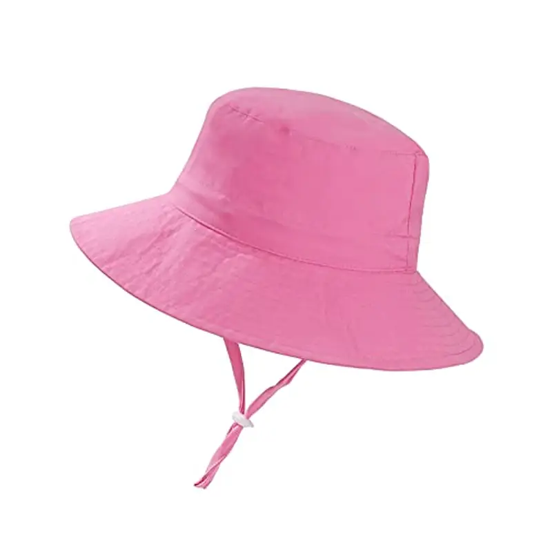 ISIYINER Cappello da Sole per Bambini Ragazze Regolabile Cappello Estivo Anti-UV Tesa Larga Berretto Estivo per Viaggio Nuoto Spiaggia Piscina (Rosa)