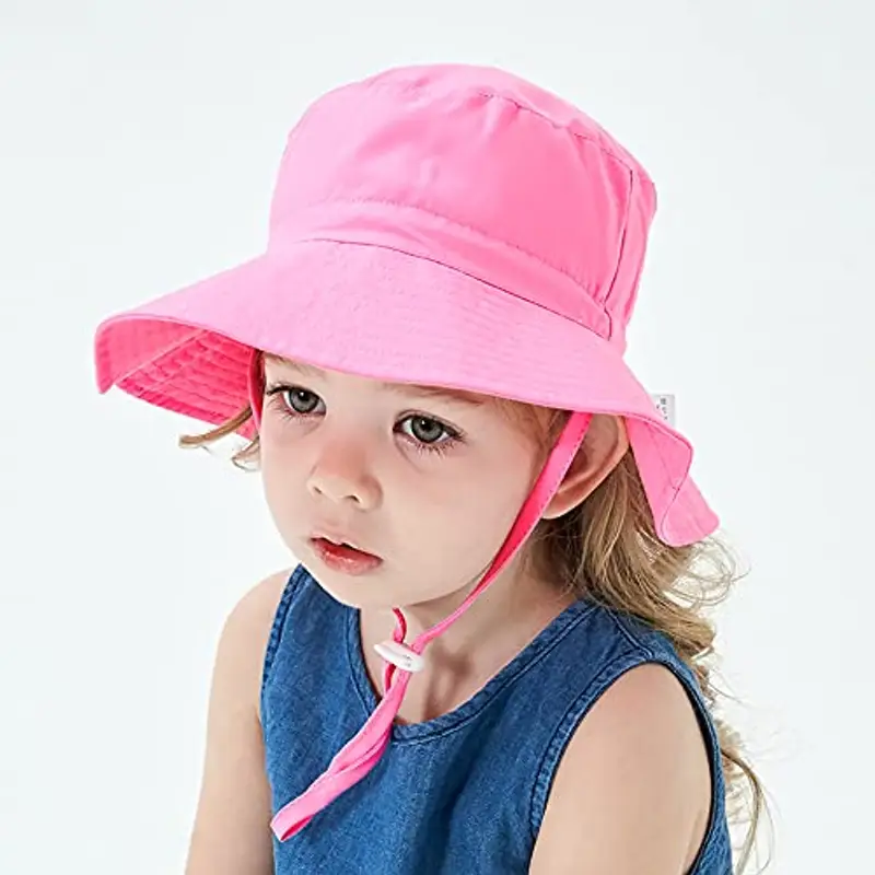 ISIYINER Cappello da Sole per Bambini Ragazze Regolabile Cappello Estivo Anti-UV Tesa Larga Berretto Estivo per Viaggio Nuoto Spiaggia Piscina (Rosa) miniatura 3