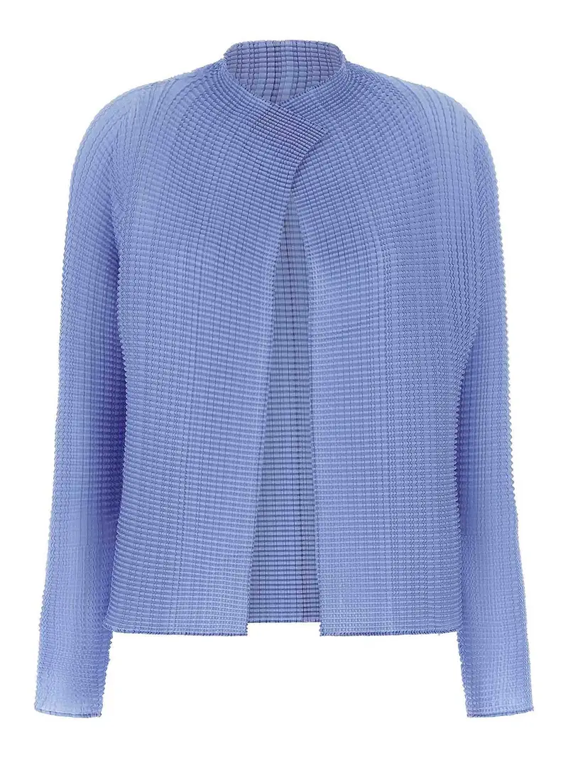 Cardigan Wooly Pieghe-66 Azzurro