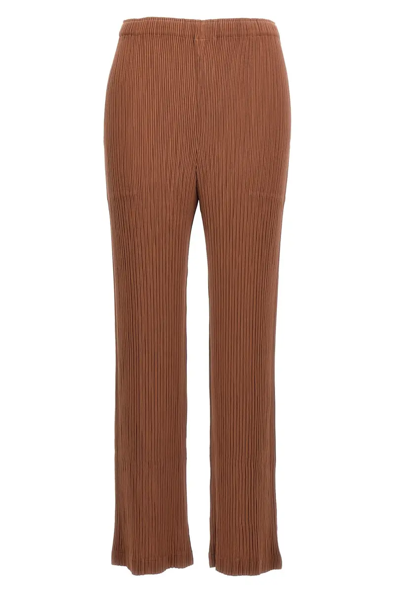 Pantalone Hatching Pleats Marrone