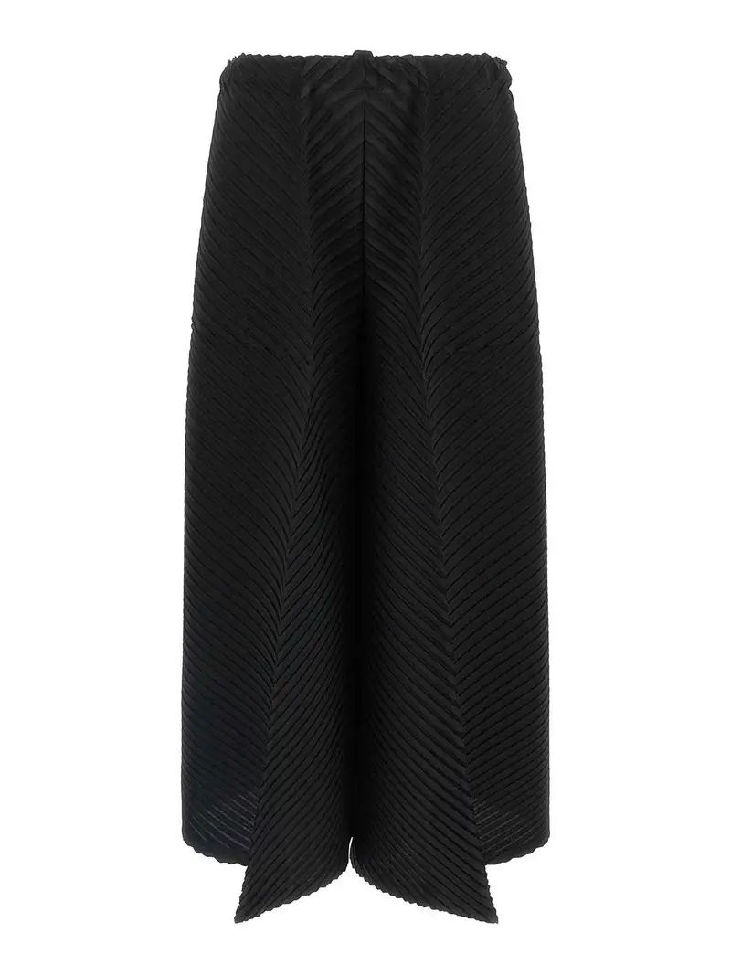 Pantaloni solidi con pieghe in gesso Nero