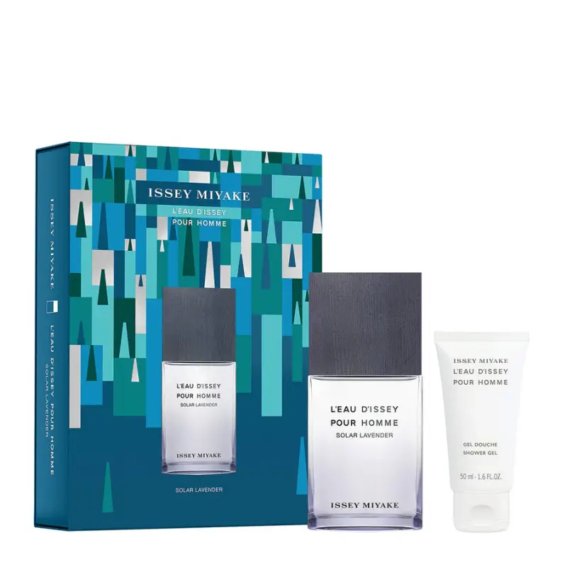 Set Issey Miyake L Eau d Issey Gel doccia idratante per tutti i tipi di pelle 50 ml + L Eau D Issey Pour Homme Solar Lavender Eau De Toilette per uom