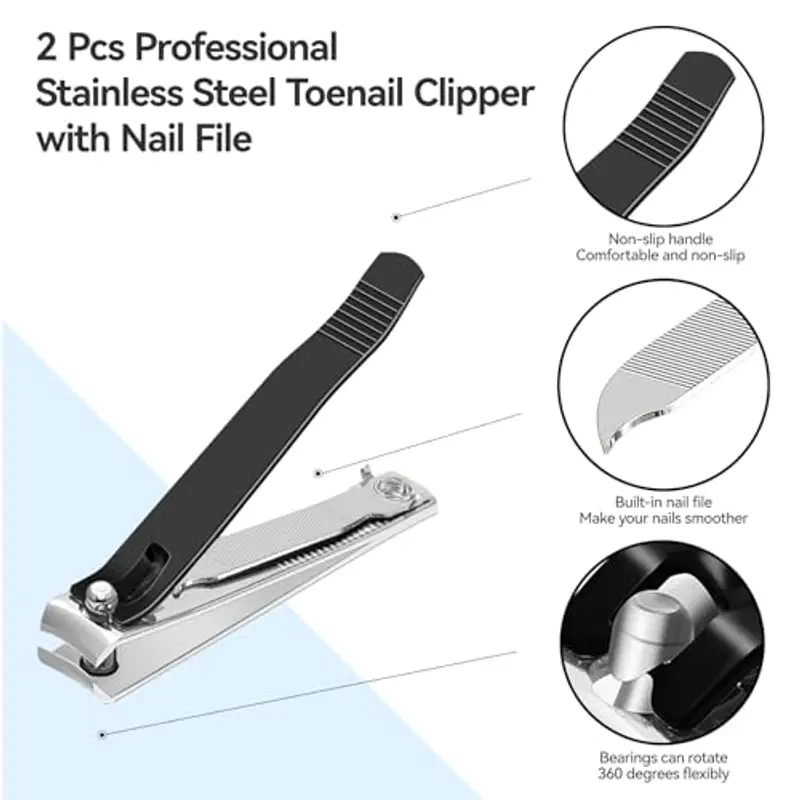 Ithyes Set di 2 tagliaunghie per unghie spesse, tagliaunghie in acciaio inox, tagliaunghie e tagliaunghie con grande per uomo e donna miniatura 2