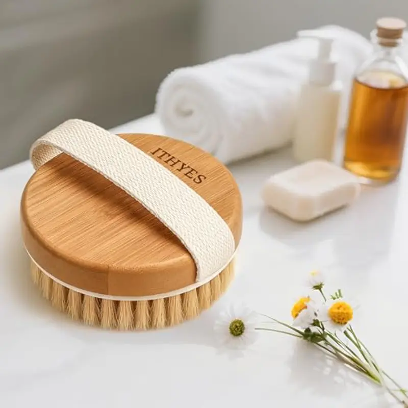 Ithyes Spazzola per il corpo in setole naturali di cinghiale, esfoliante e disintossicante, per rimuovere le tossine della pelle morta e migliorare la circolazione sanguigna miniatura 2