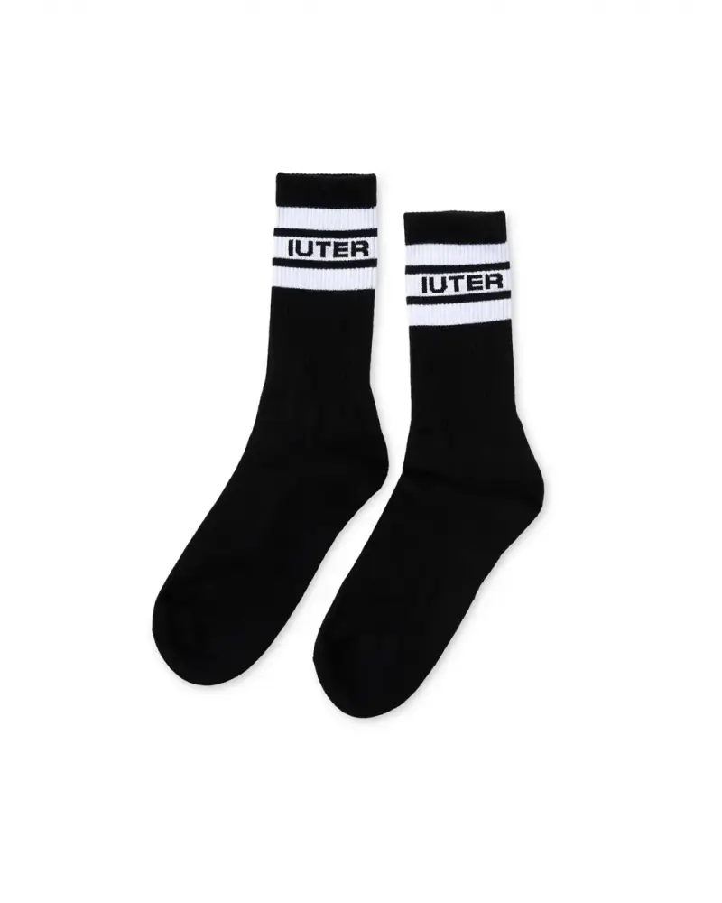 Iuter Stripes calzini spugna - neri One Size