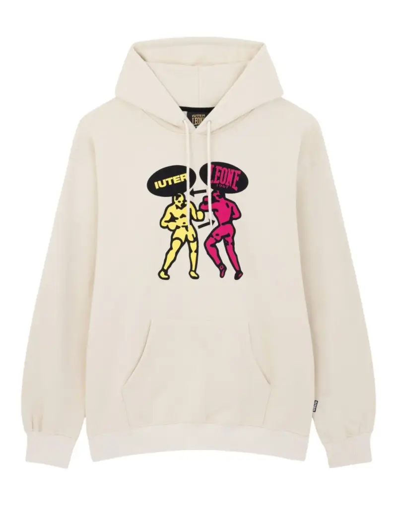 Iuter x Leone We are fighter Hoodie felpa con cappuccio e grafica unisex - Cream M