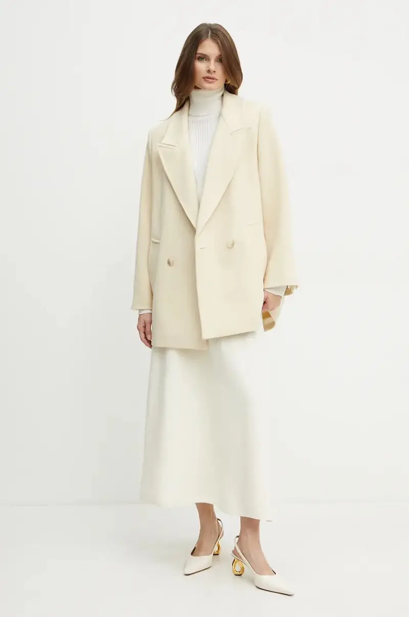 cappotto in lana colore beige IO119100