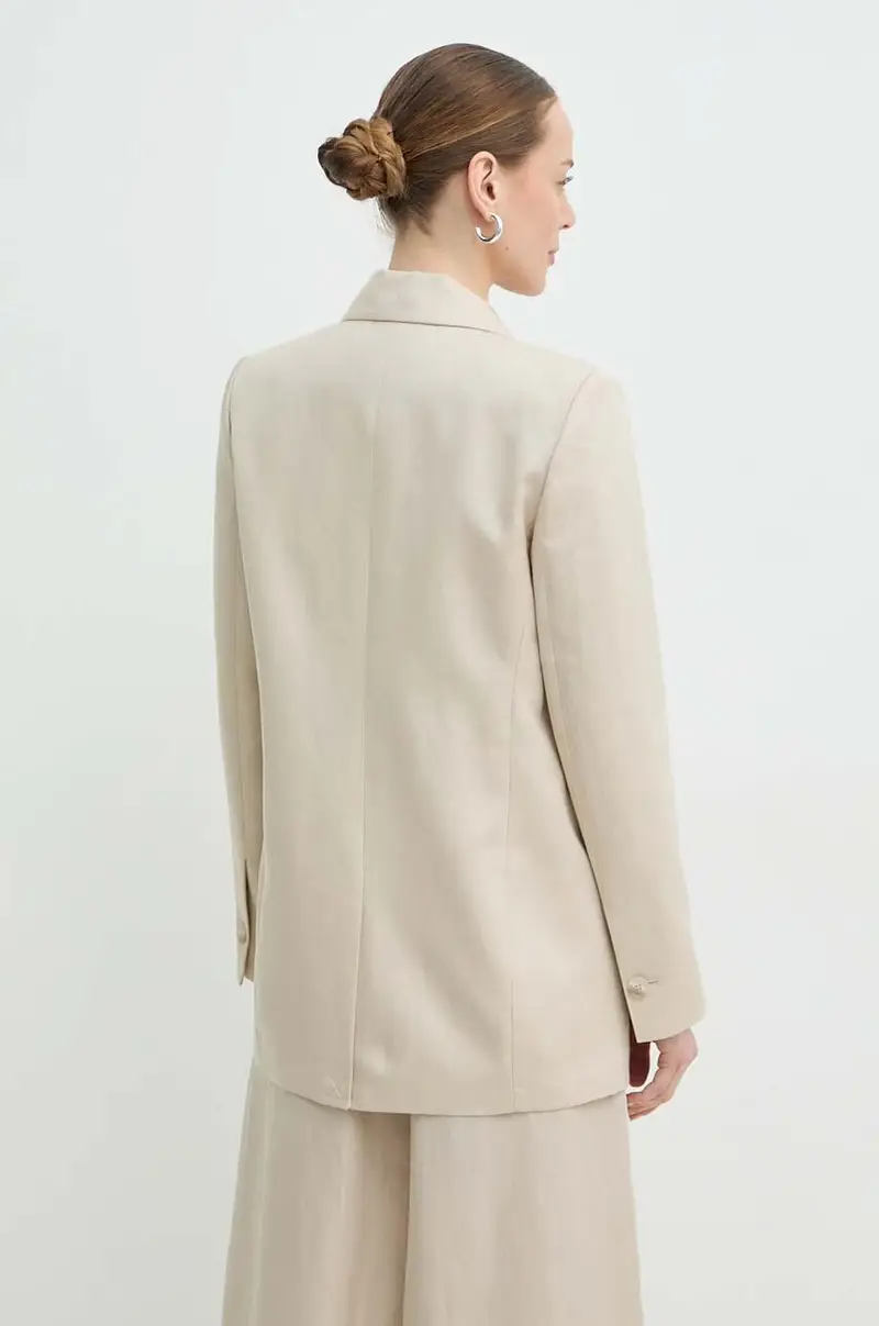 giacca in lino colore beige IO119095 miniatura 3