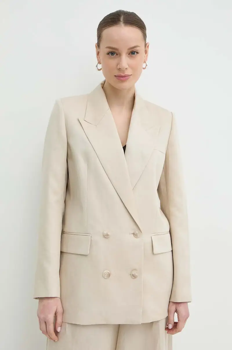 giacca in lino colore beige IO119095 miniatura 4