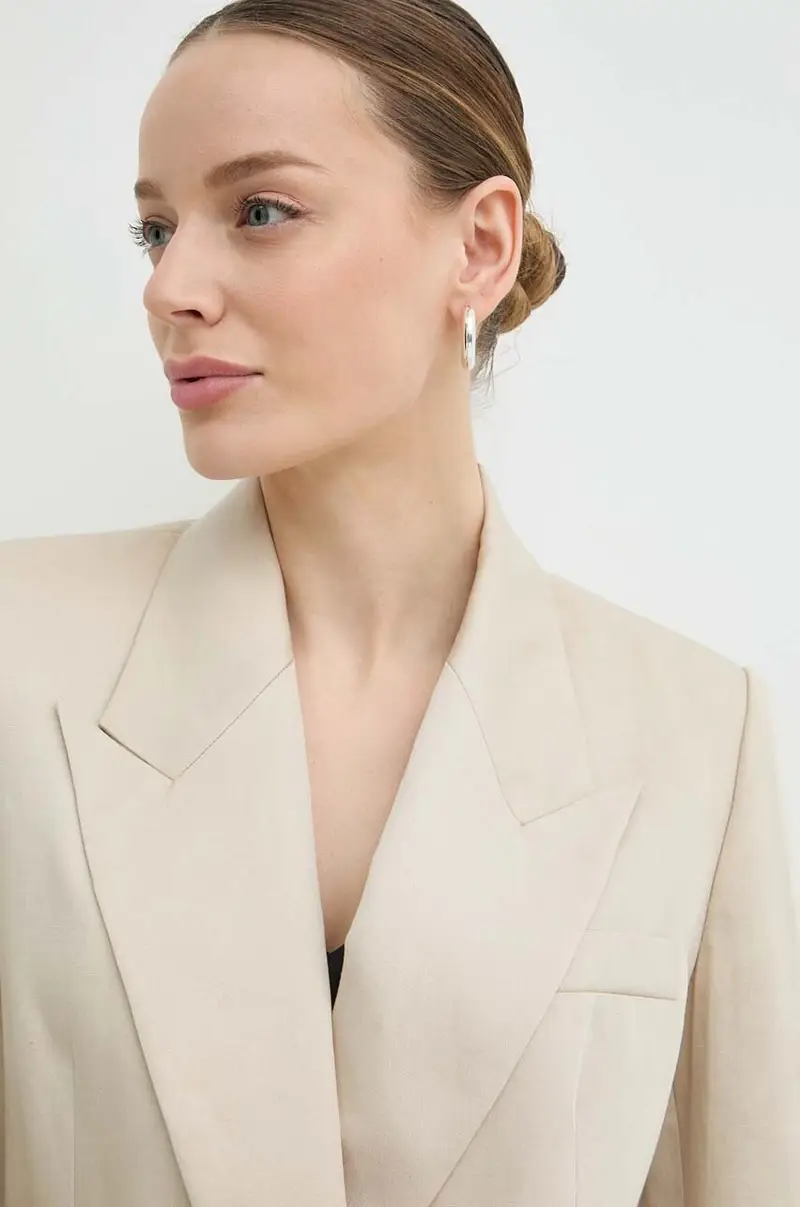 giacca in lino colore beige IO119095 miniatura 5