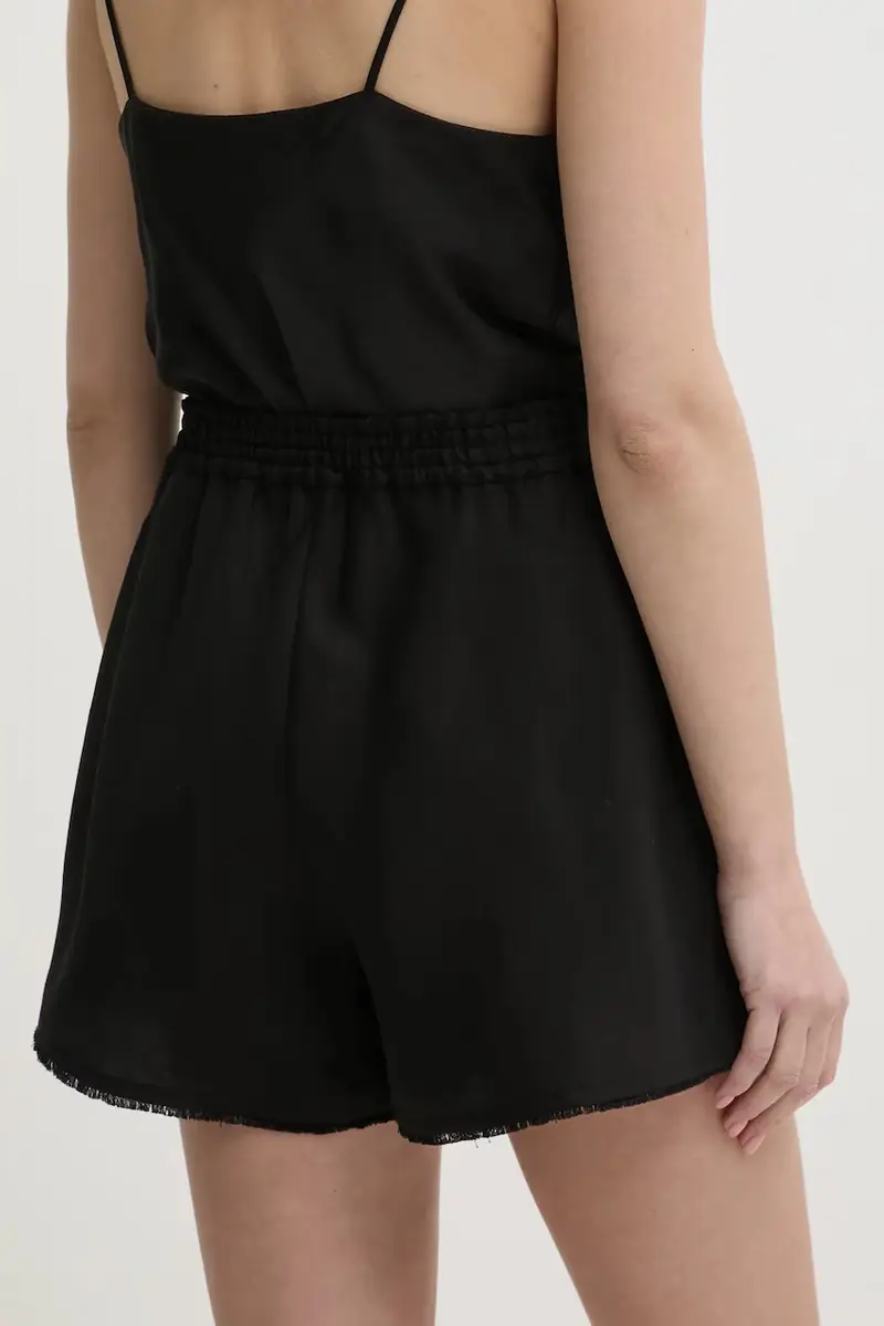 pantaloncini in lino colore nero IO115201 miniatura 3