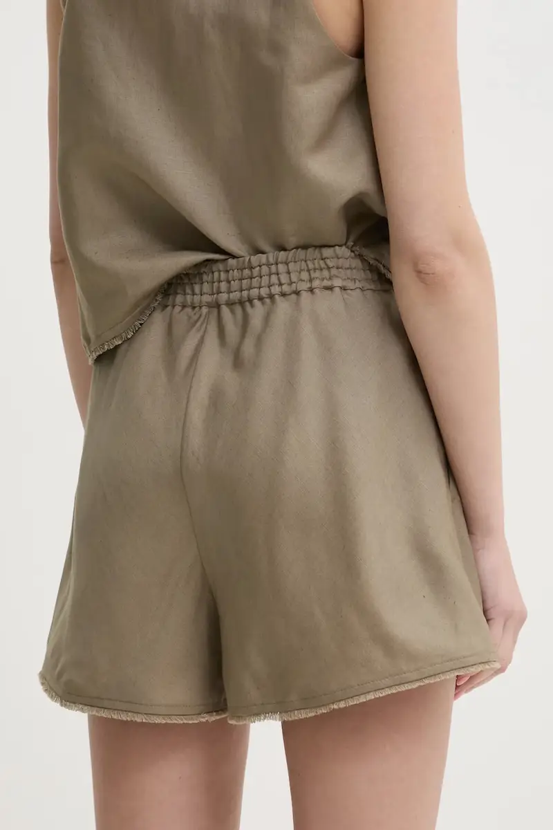 pantaloncini in lino colore verde IO115201 miniatura 3