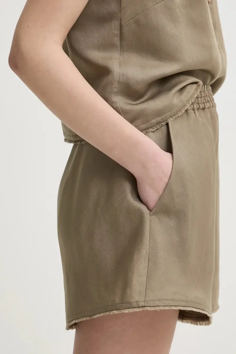 pantaloncini in lino colore verde IO115201 miniatura 5