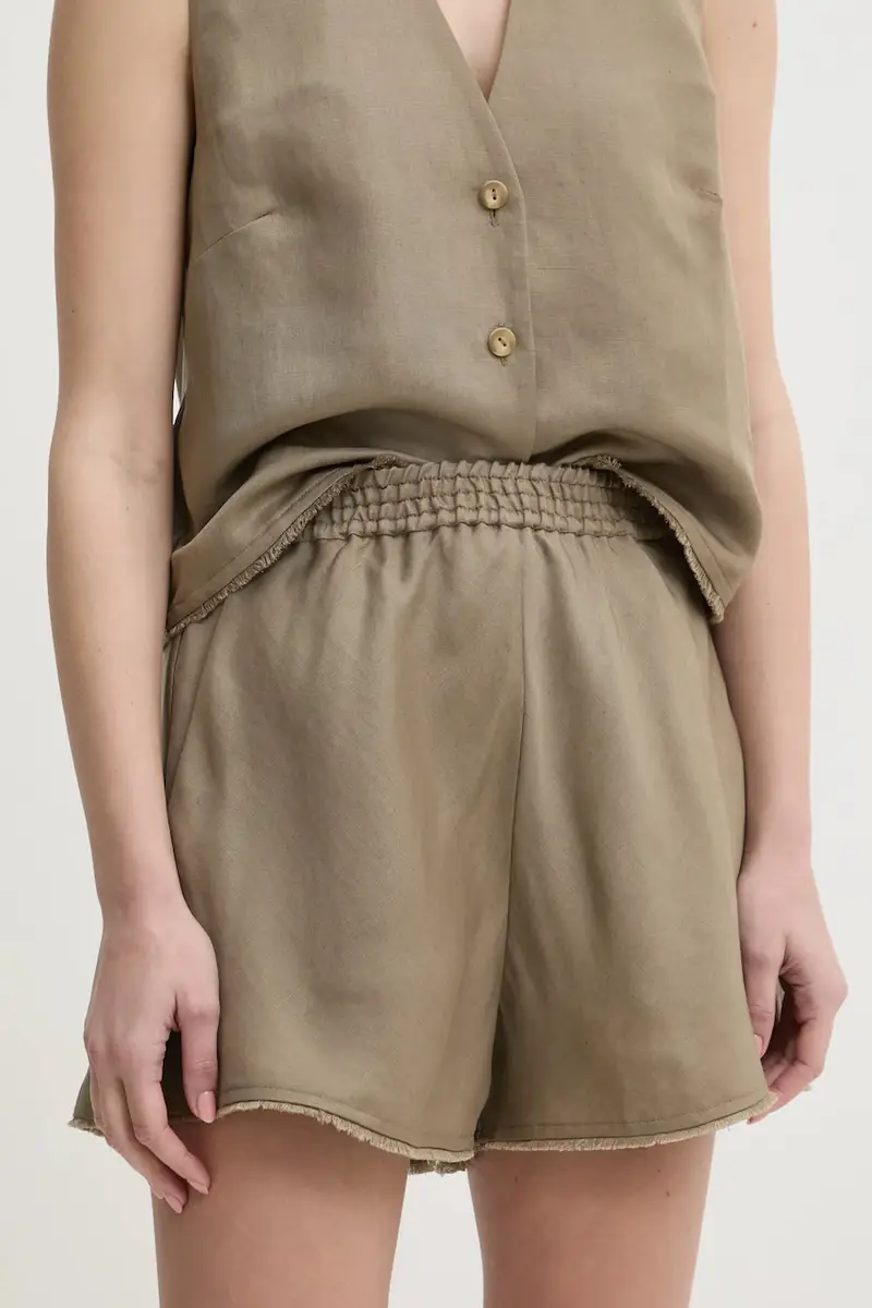 pantaloncini in lino colore verde IO115201