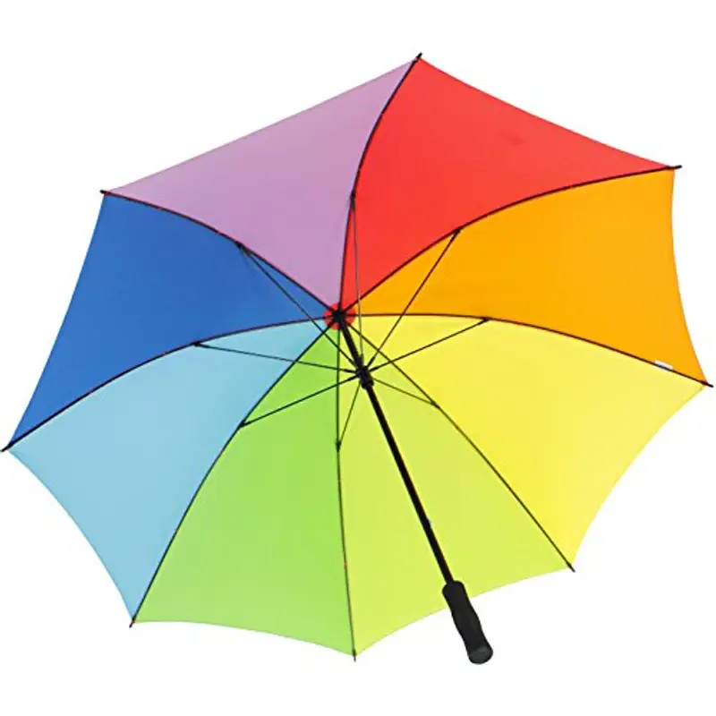iX-brella Ombrello da golf in fibra, XXL, 130 cm, leggero e resistente alle tempeste con impugnatura morbida, arcobaleno, Elegante miniatura 2