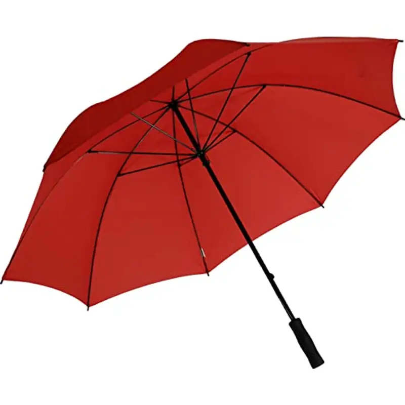 iX-brella Ombrello da golf in fibra, XXL, 130 cm, leggero e resistente alle tempeste con impugnatura morbida, rosso scuro, 130 cm, Ombrello da golf XXL miniatura 2