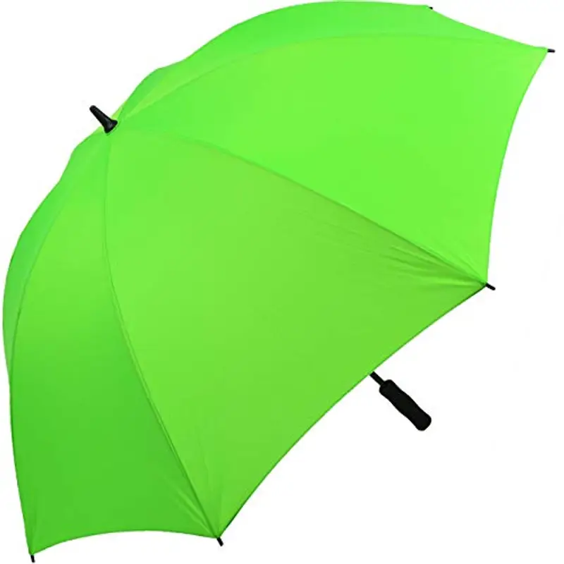 iX-brella Ombrello da golf in fibra, XXL, 130 cm, leggero e resistente alle tempeste con impugnatura morbida, verde fluo, 130 cm, Ombrello da golf XXL