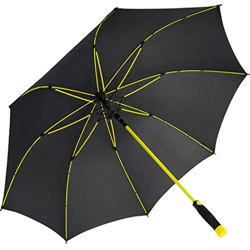 iX-brella Ombrello XXL in fibra di vetro, automatico, nero, giallo., 132 cm,