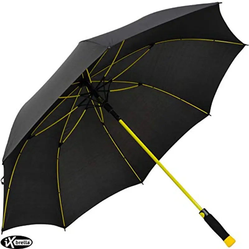 iX-brella Ombrello XXL in fibra di vetro, automatico, nero, giallo., 132 cm miniatura 2