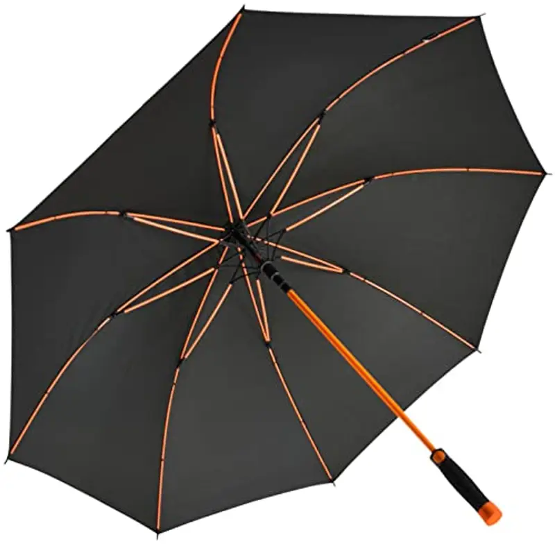 iX-brella XXL - Ombrello da golf in fibra di vetro, automatico, nero, Colore: arancione., 132 cm