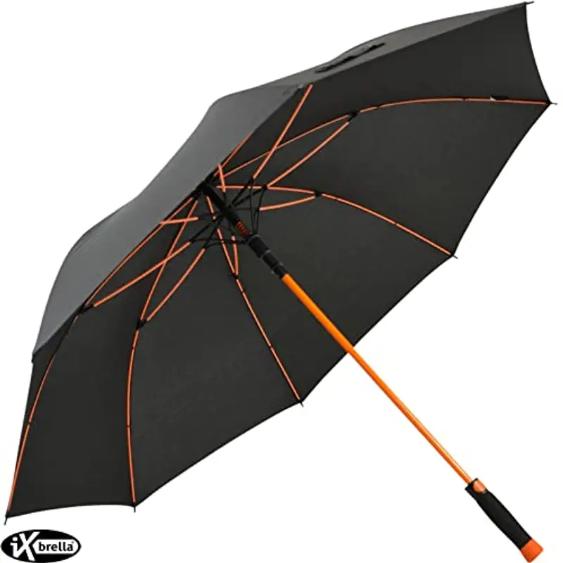 iX-brella XXL - Ombrello da golf in fibra di vetro, automatico, nero, Colore: arancione., 132 cm miniatura 2
