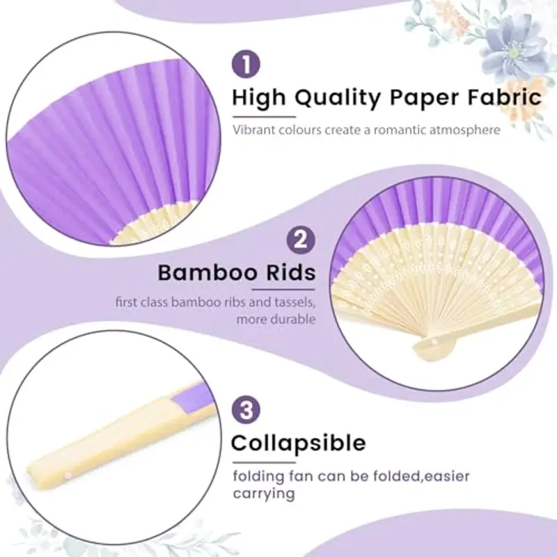 iZoeL 24 Pezzi Ventagli Pieghevoli Macaron Ventaglio Matrimonio Ventaglio Carta Pieghevole Ventaglio Tascabile Ventaglio Danza, Bomboniere Matrimonio Decorazioni Matrimonio Accessori miniatura 3