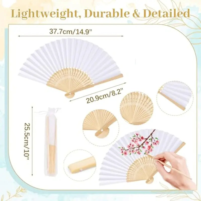 iZoeL 24 Pezzi Ventaglio Matrimonio Ventaglio Giapponese Ventaglio Carta Bianca Ventaglio Pieghevole Ventaglio Tascabile Ventaglio Danza, Bomboniere Matrimonio Decorazioni Matrimonio Accessori miniatura 2