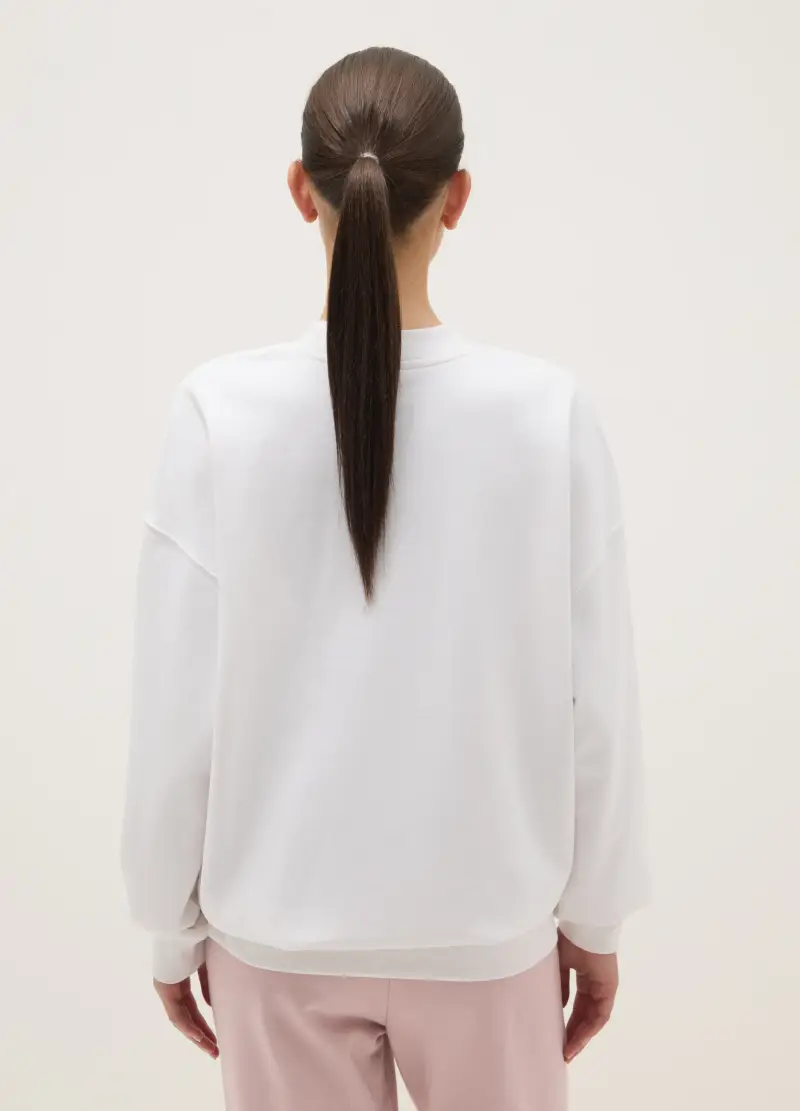 Felpa In Misto Cotone Bianco Regular Fit Con Logo Everlast, Donna, Bianco miniatura 3