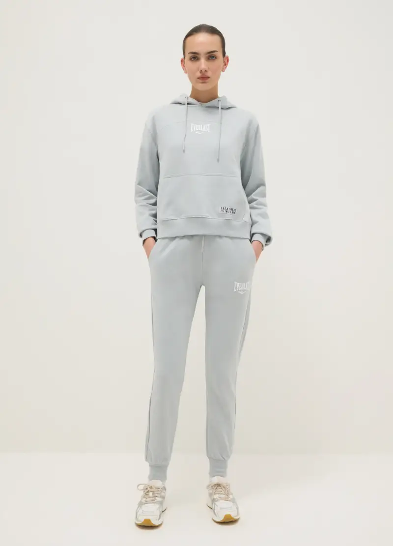 J Everlast Donna J Everlast Felpa Donna Grigia in Misto Cotone con Cappuccio miniatura 2