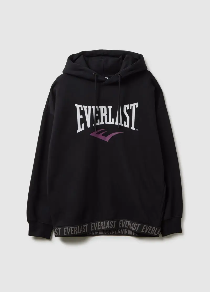 J EVERLAST DONNA, Felpa In Misto Cotone Nera Regular Fit, Donna, Nero, Taglia: S