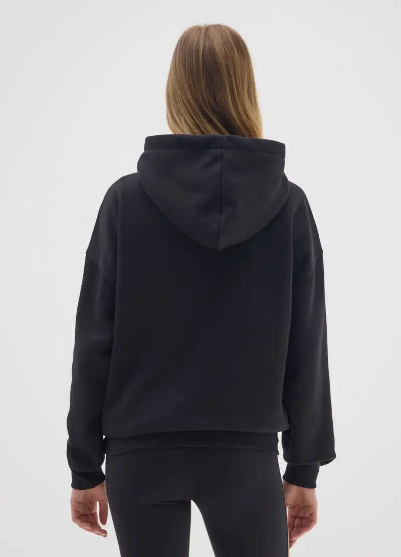 J EVERLAST DONNA, Felpa Nera Con Cappuccio In Misto Cotone Con Stampa Everlast, Donna, Nero, Taglia: XS miniatura 2