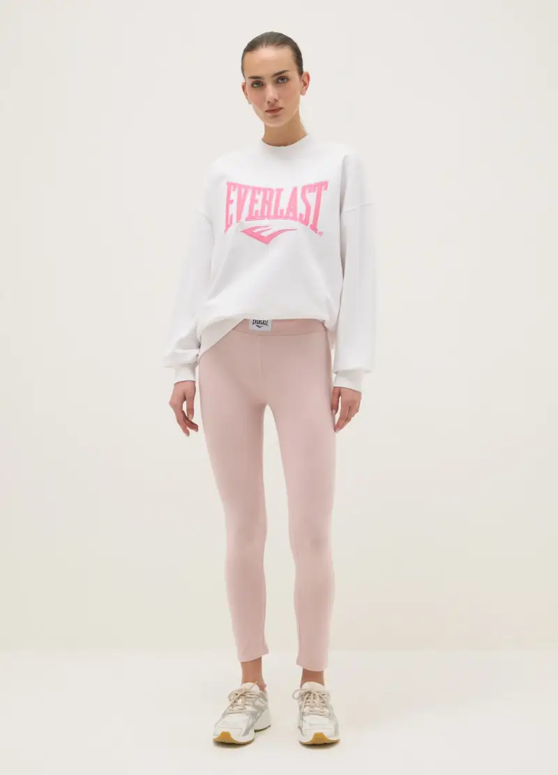 Leggings In Cotone Elasticizzato Rosa Regular Fit Con Logo Everlast, Donna, Rosa