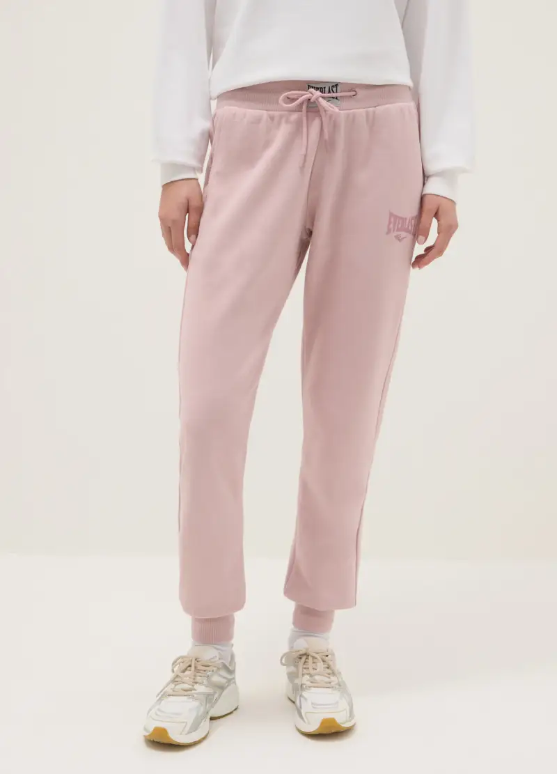 Pantaloni In Misto Cotone Rosa Regular Fit Con Logo Everlast, Donna, Rosa miniatura 2