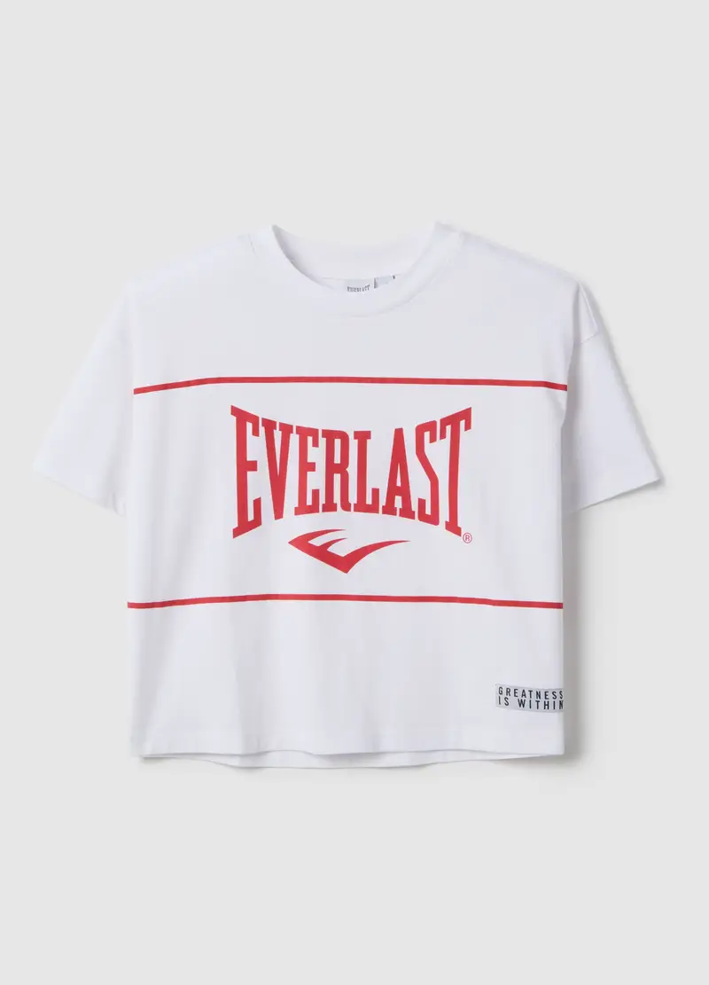 T-shirt In Puro Cotone Bianco Regular Fit Con Stampa Everlast, Donna, Bianco