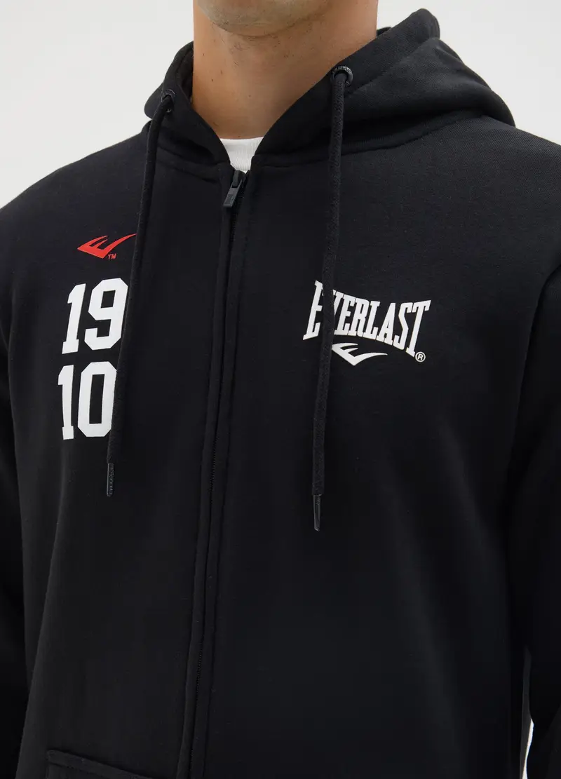 J EVERLAST UOMO, Felpa In Misto Cotone Nera Con Cappuccio Everlast, Uomo, Nero, Taglia: S miniatura 3