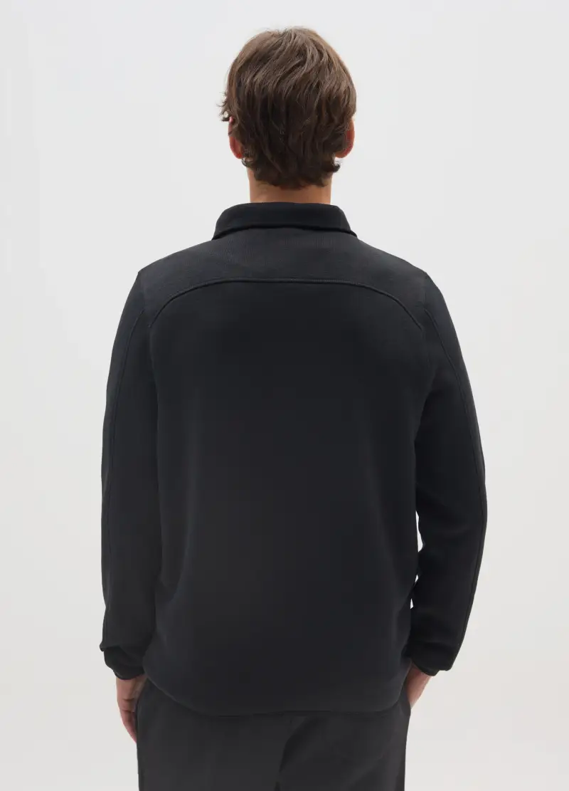 Felpa Nera Con Zip E Collo Alto Regular Fit, Uomo, Nero miniatura 3