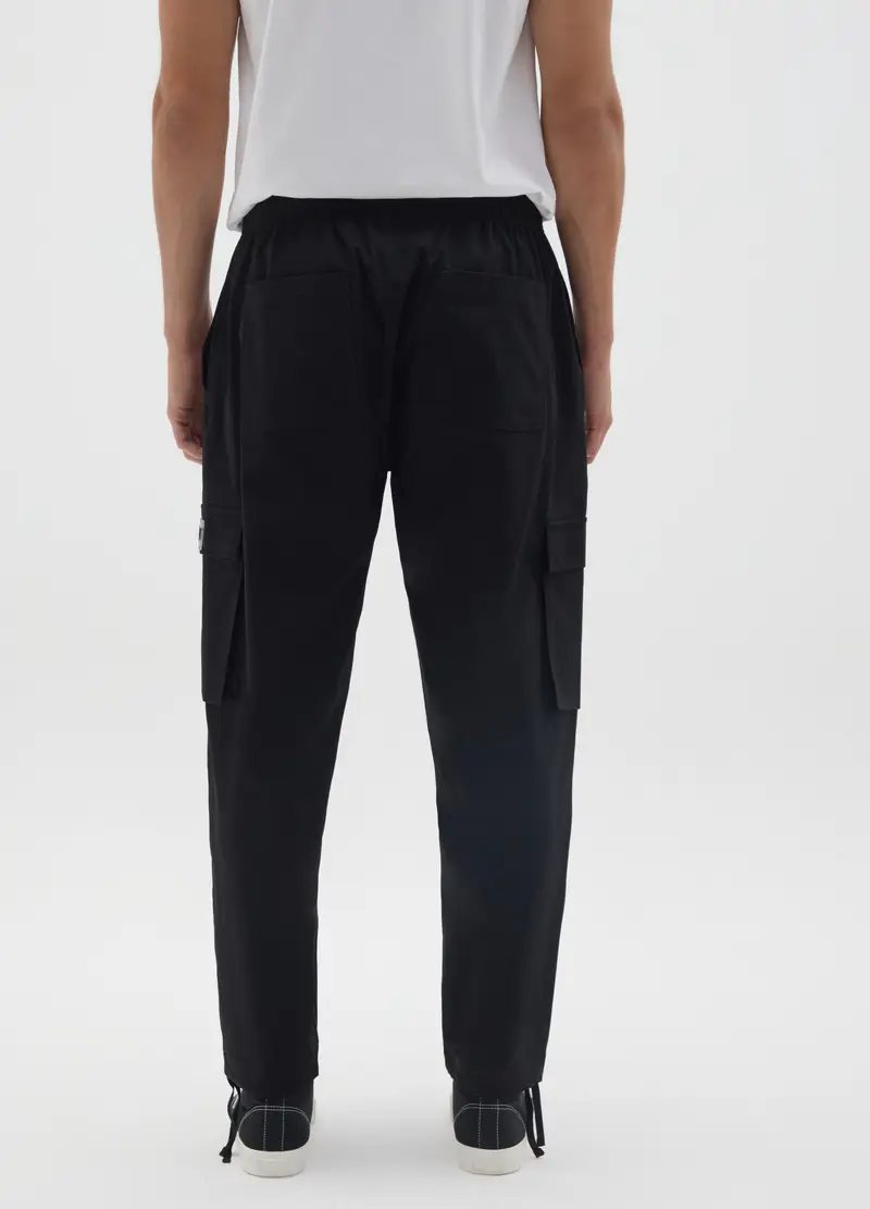 Pantaloni In Tessuto Elasticizzato Neri, Uomo, Nero miniatura 3