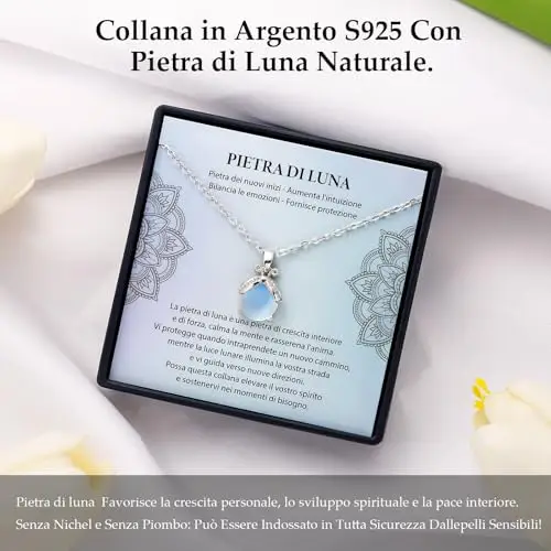 J.Fée 1Pc Idee Regalo Donna Collana Pietra di Luna Regalo Compleanno Donna Regali di Natale per Ragazz Adolescenti miniatura 2
