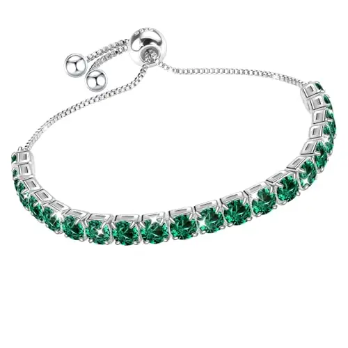 J.Fée Bracciale Donna Argento 925 Tennis Bracciale Regalo Mamma Verde
