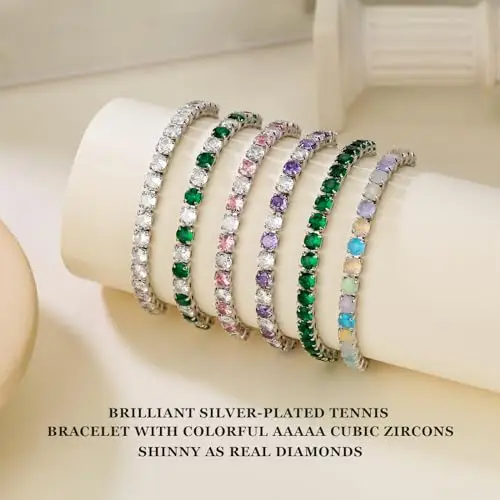 J.Fée Bracciale Donna Argento 925 Tennis Bracciale Regalo Mamma Verde miniatura 3