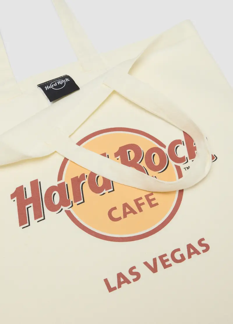 Borsa Shopper In Puro Cotone Bianca Con Logo Hard Rock Cafe, Donna, Bianco miniatura 3