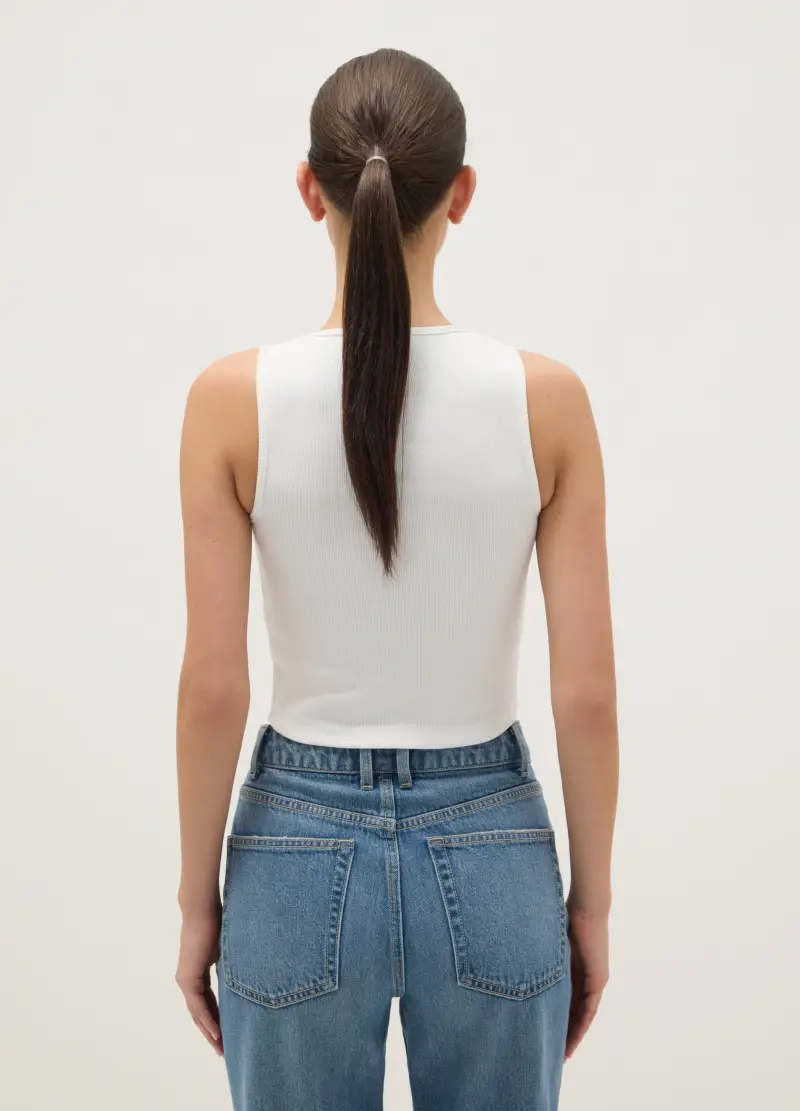 Canotta In Cotone Bianco Regular Fit Con Logo Hard Rock Cafe, Donna, Bianco miniatura 3