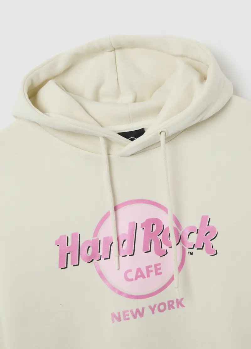 Felpa In Misto Cotone Beige Regular Fit Con Logo Hard Rock Cafe, Donna, Beige miniatura 2