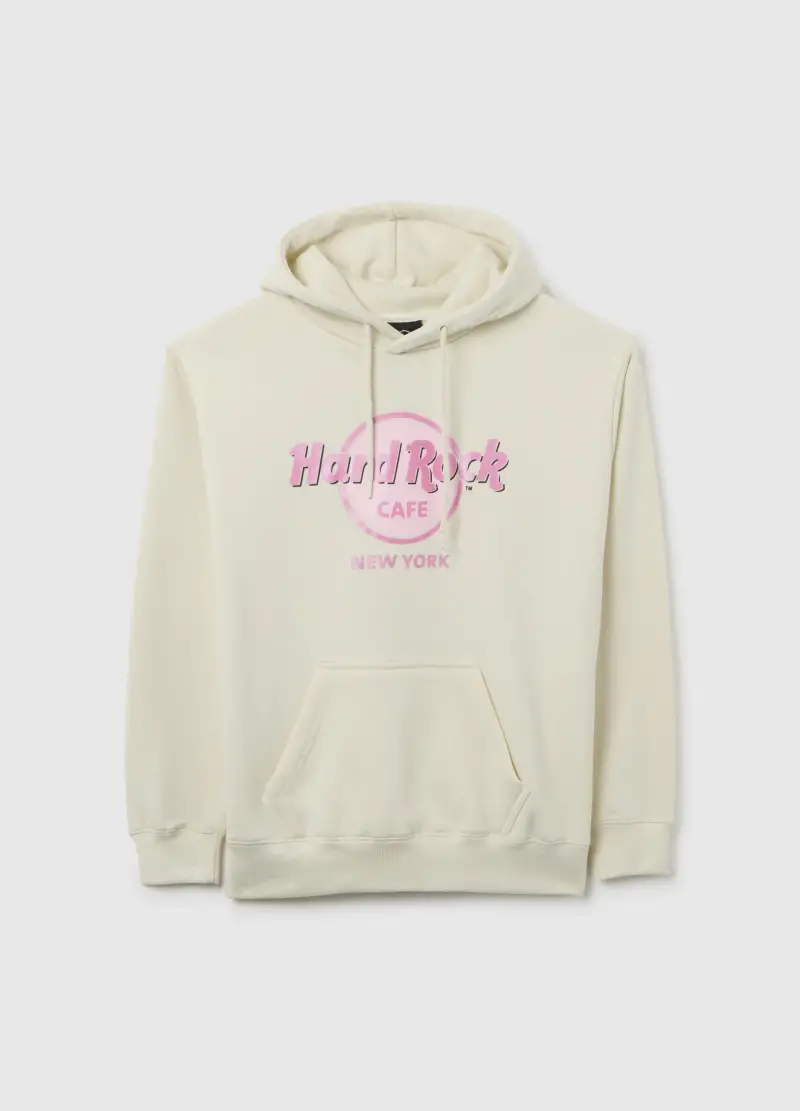 Felpa In Misto Cotone Beige Regular Fit Con Logo Hard Rock Cafe, Donna, Beige