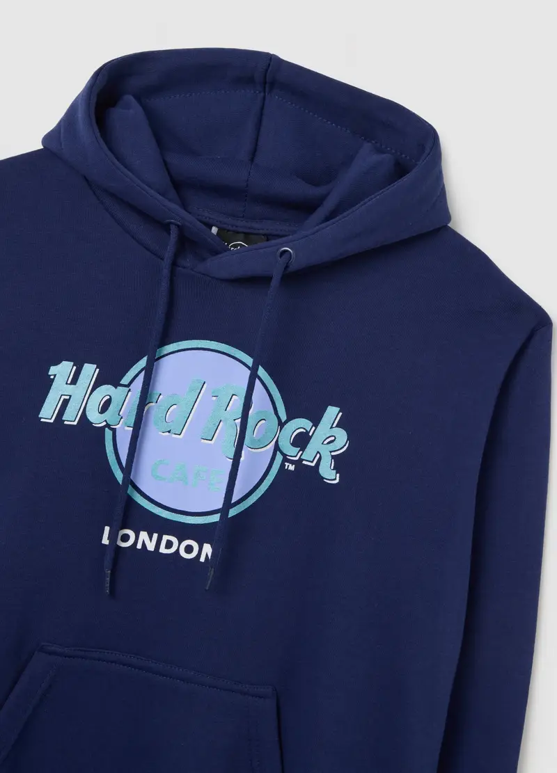 Felpa In Misto Cotone Blu Regular Fit Con Logo Hard Rock Cafe, Donna, Blu miniatura 2