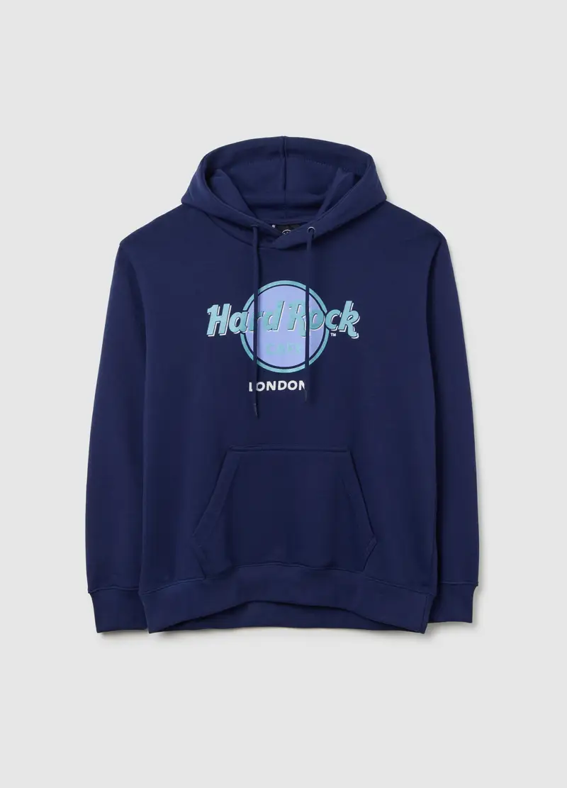 Felpa In Misto Cotone Blu Regular Fit Con Logo Hard Rock Cafe, Donna, Blu