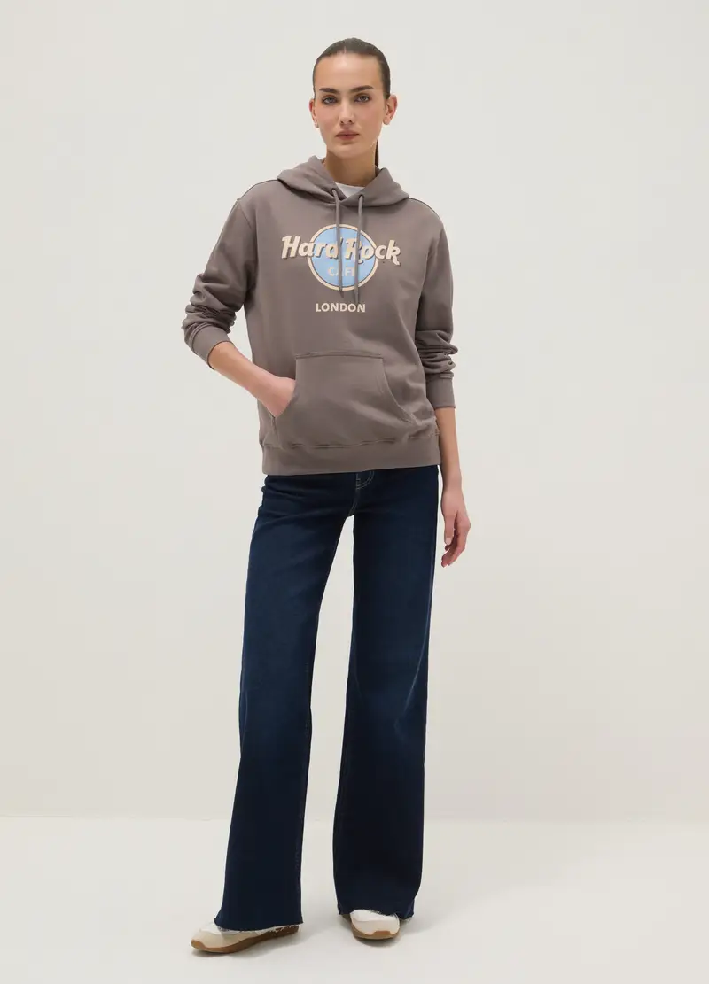 Felpa In Puro Cotone Grigia Regular Fit Con Logo Hard Rock Cafe, Donna, Grigio miniatura 2